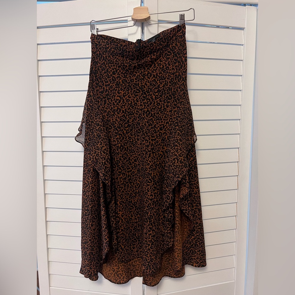 Leopard Print High-Low Skirt